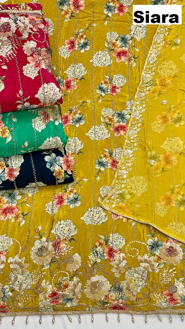 Flower Print Siara Chiffon Salwar Suits Supplier