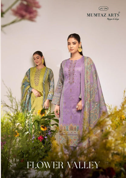 Flower Valley Mumtaz Arts Jam Satin Karachi Salwar Suits Supplier India