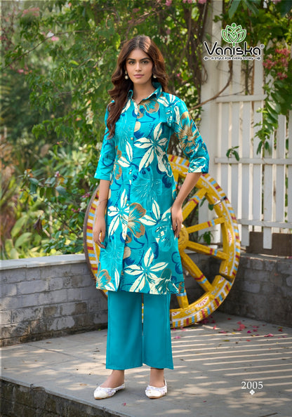 Flower Velly Vol 2 Vaniska Vatican Kurti Pant Set Wholesale Price
