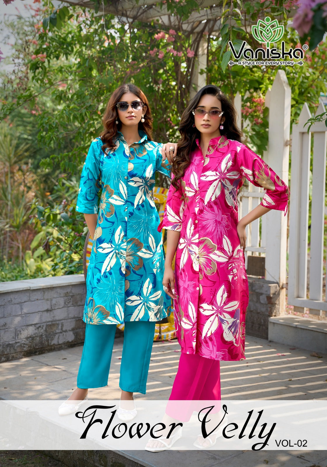 Flower Velly Vol 2 Vaniska Vatican Kurti Pant Set Wholesale Price