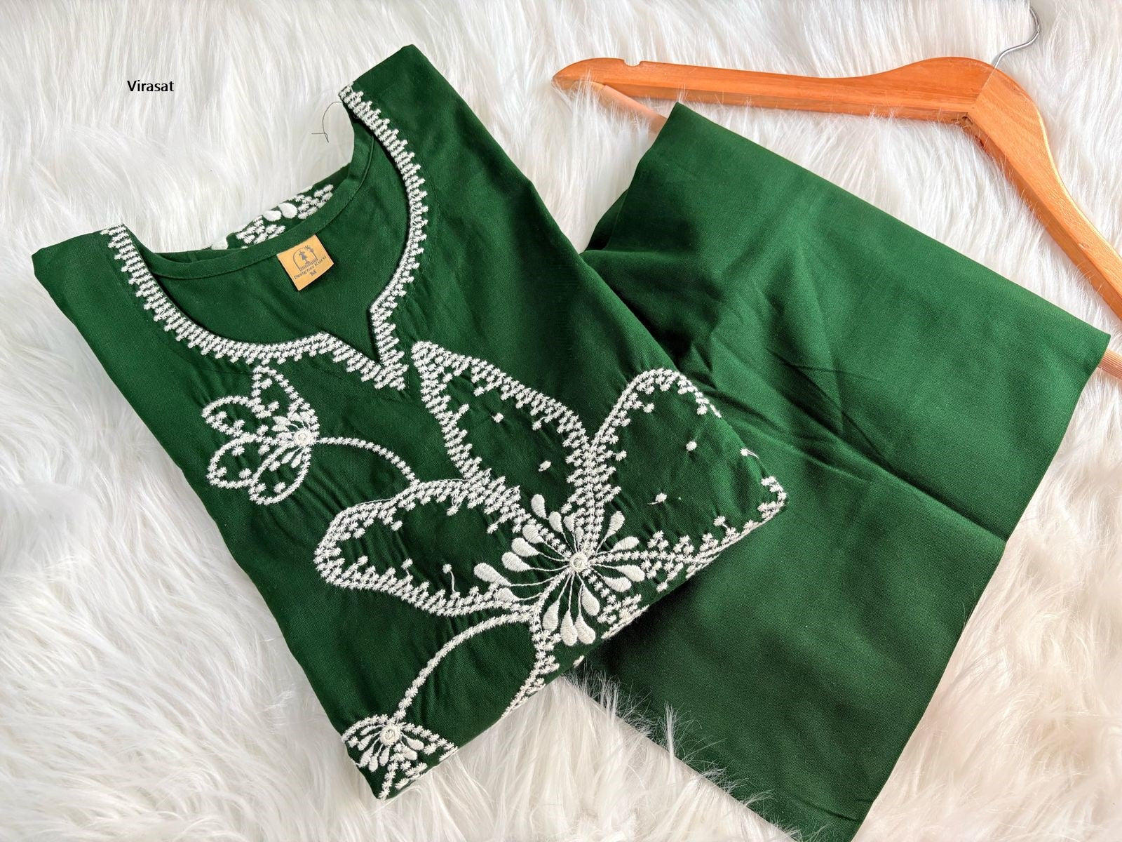 Flower Work 0205 Virasat Cotton Kurti Plazzo Set Exporter India