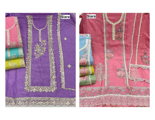 Flower Work 04 Siara Organza Salwar Suits Supplier Gujarat
