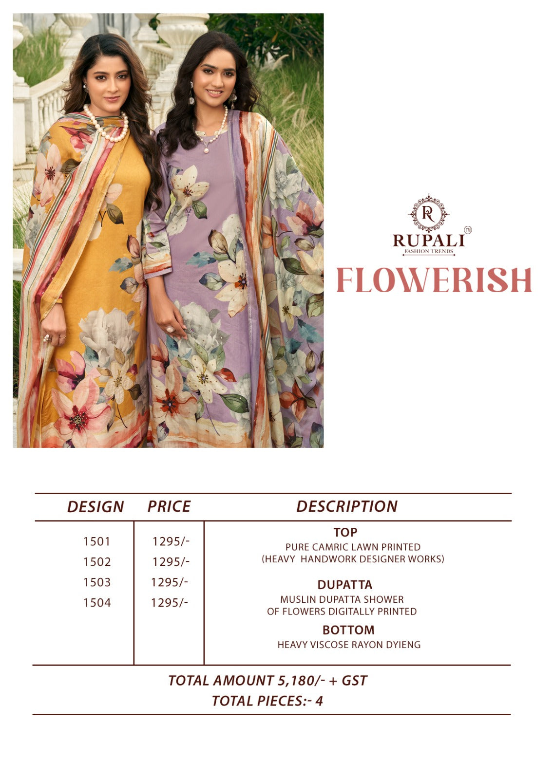 Flowerish Rupali Pant Style Suits Exporter Gujarat