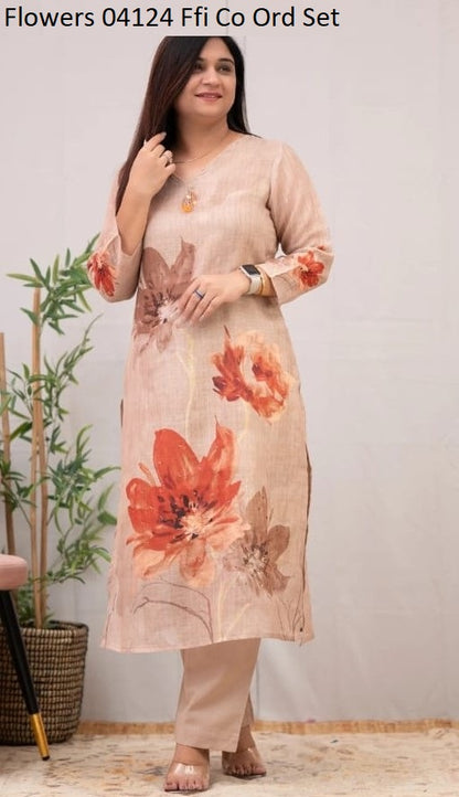 Flowers 04124 Ffi Chanderi Co Ord Set Exporter India