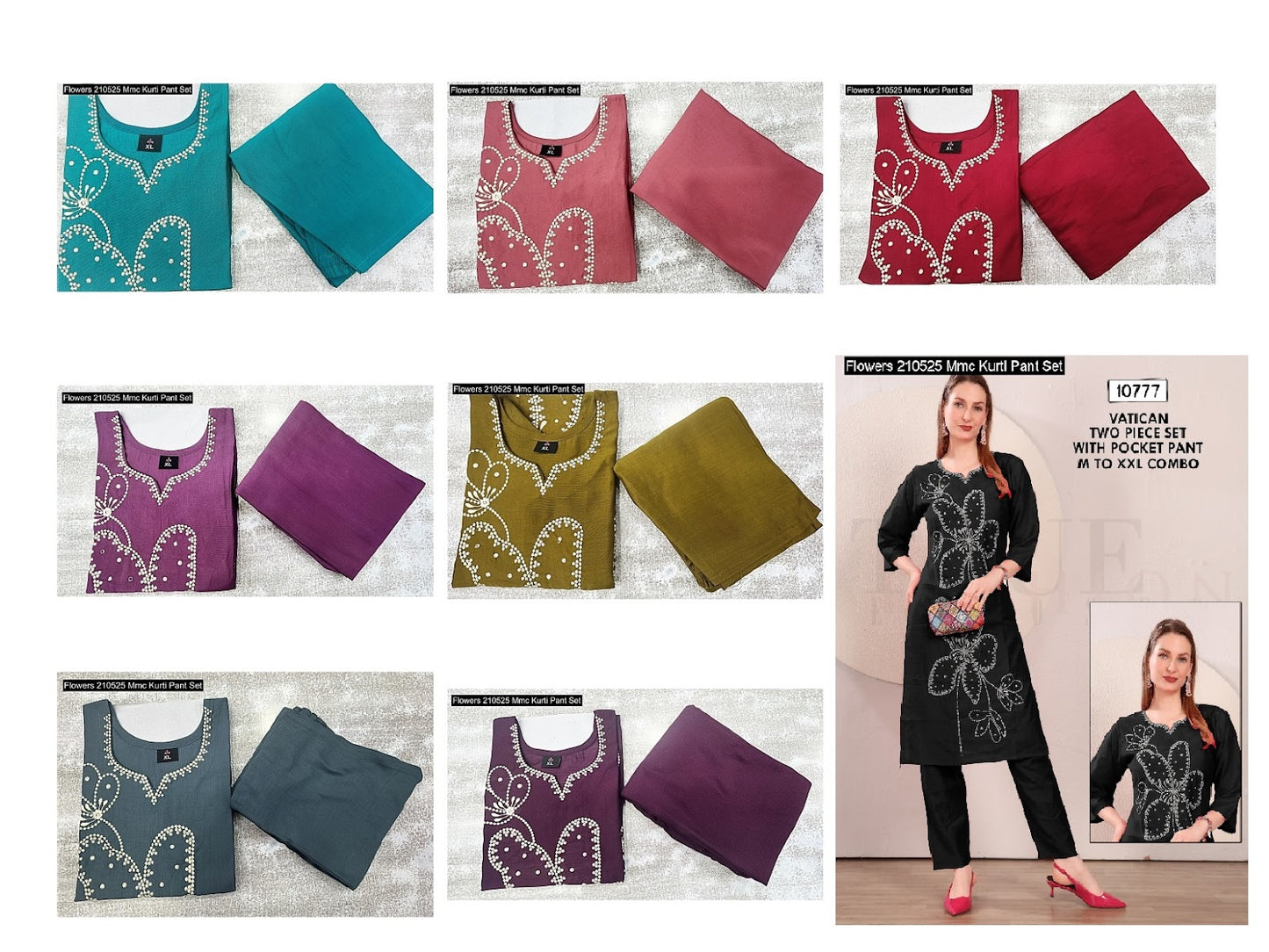 Flowers 210525 Mmc Vatican Kurti Pant Set Wholesaler
