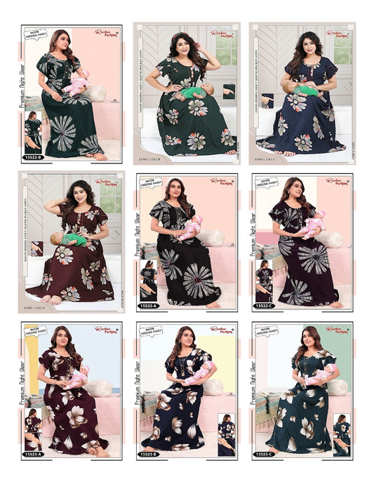 Flowers Pattern 2008 Ruchee Fashion Rayon Feeding Night Gown Supplier Gujarat