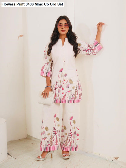Flowers Print 0406 Mmc Cotton Co Ord Set Supplier