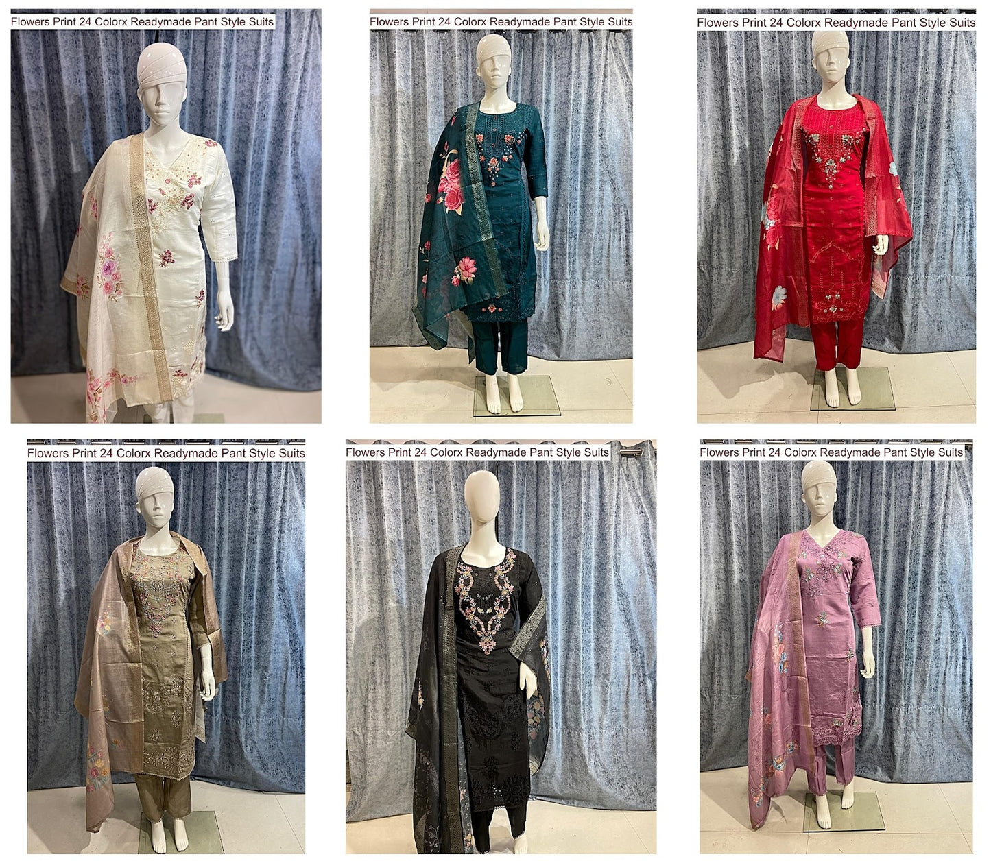 Flowers Print 24 Colorx Roman Silk Readymade Pant Style Suits Supplier Ahmedabad