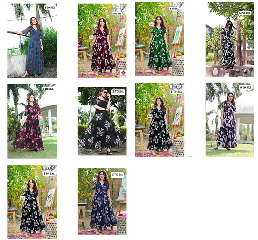 Flowers Print Ruc Georgette One Piece Supplier Gujarat