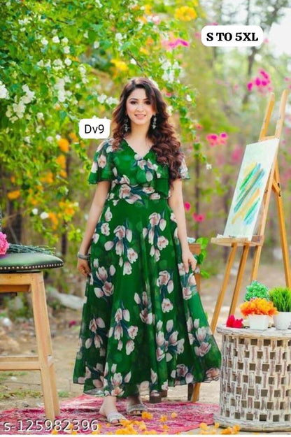 Flowers Print Ruc Georgette One Piece Supplier Gujarat