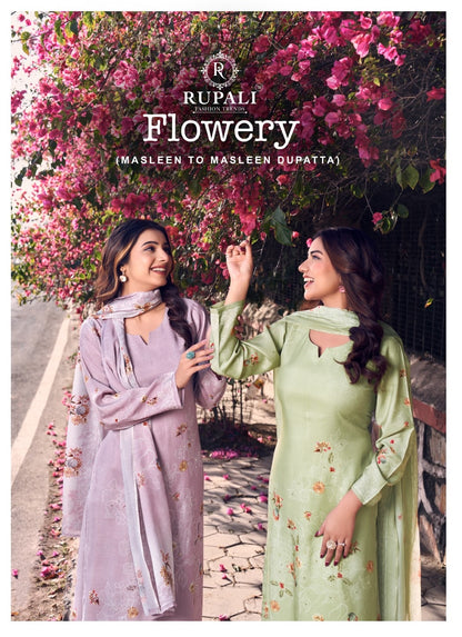 Flowery Rupali Muslin Pant Style Suits Supplier