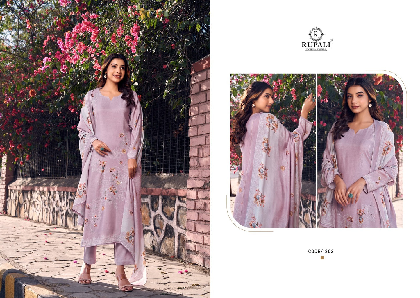 Flowery Rupali Muslin Pant Style Suits Supplier