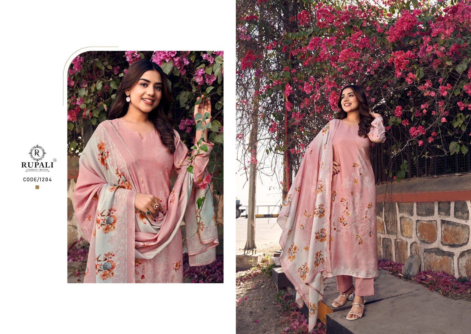 Flowery Rupali Muslin Pant Style Suits Supplier