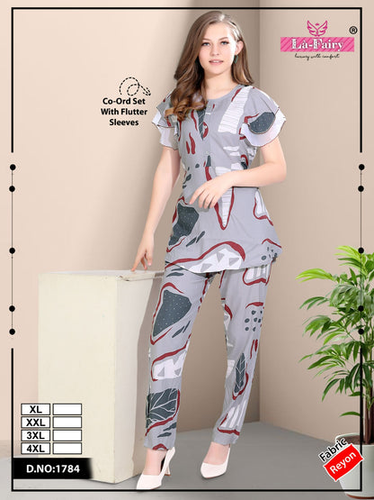 Flutter Sleeves 1784 La Fairy Reyon Co Ord Set Wholesale Rate