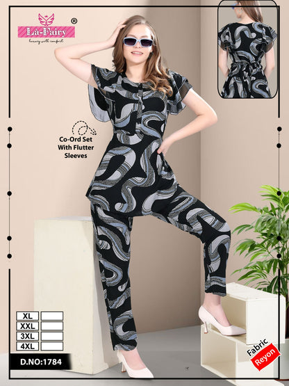 Flutter Sleeves 1784 La Fairy Reyon Co Ord Set Wholesale Rate