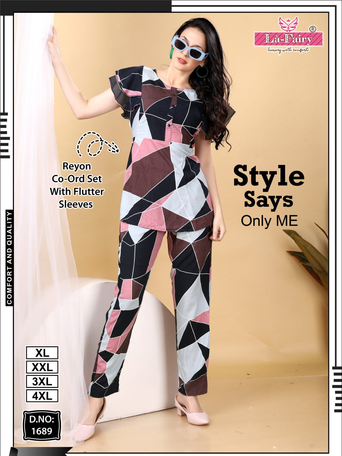 Flutter Sleeves Design 1689 La Fairy Reyon Co Ord Set Wholesale Price