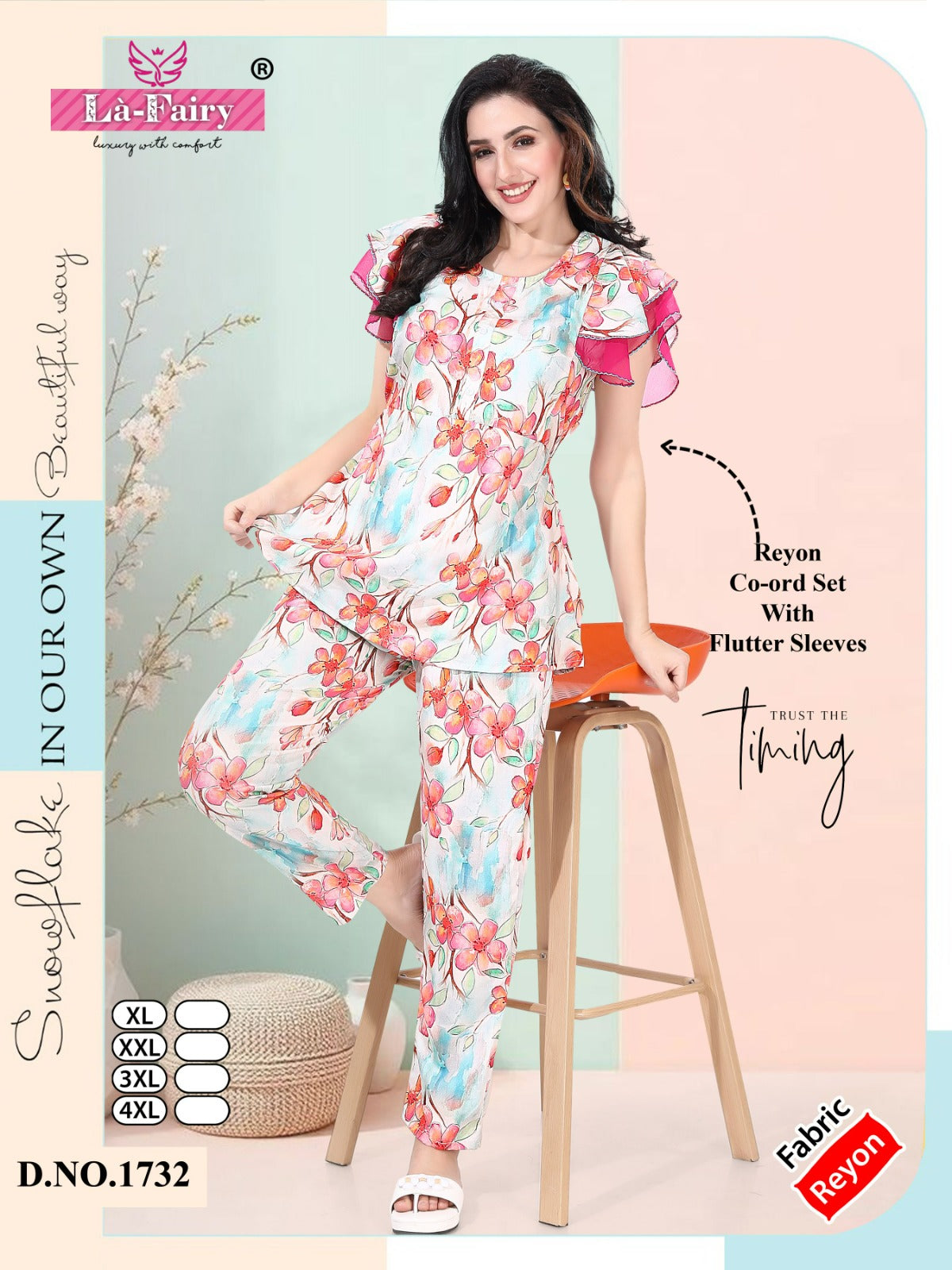 Flutter Sleeves Design 1732 La Fairy Reyon Co Ord Set Manufacturer Gujarat