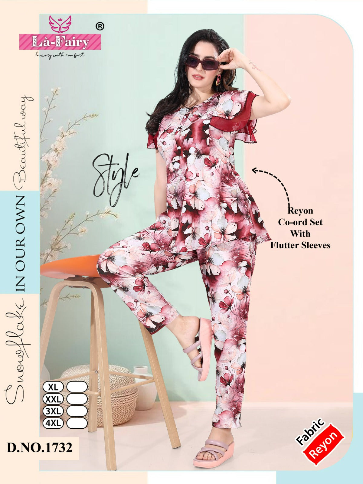 Flutter Sleeves Design 1732 La Fairy Reyon Co Ord Set Manufacturer Gujarat