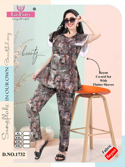 Flutter Sleeves Design 1732 La Fairy Reyon Co Ord Set Manufacturer Gujarat