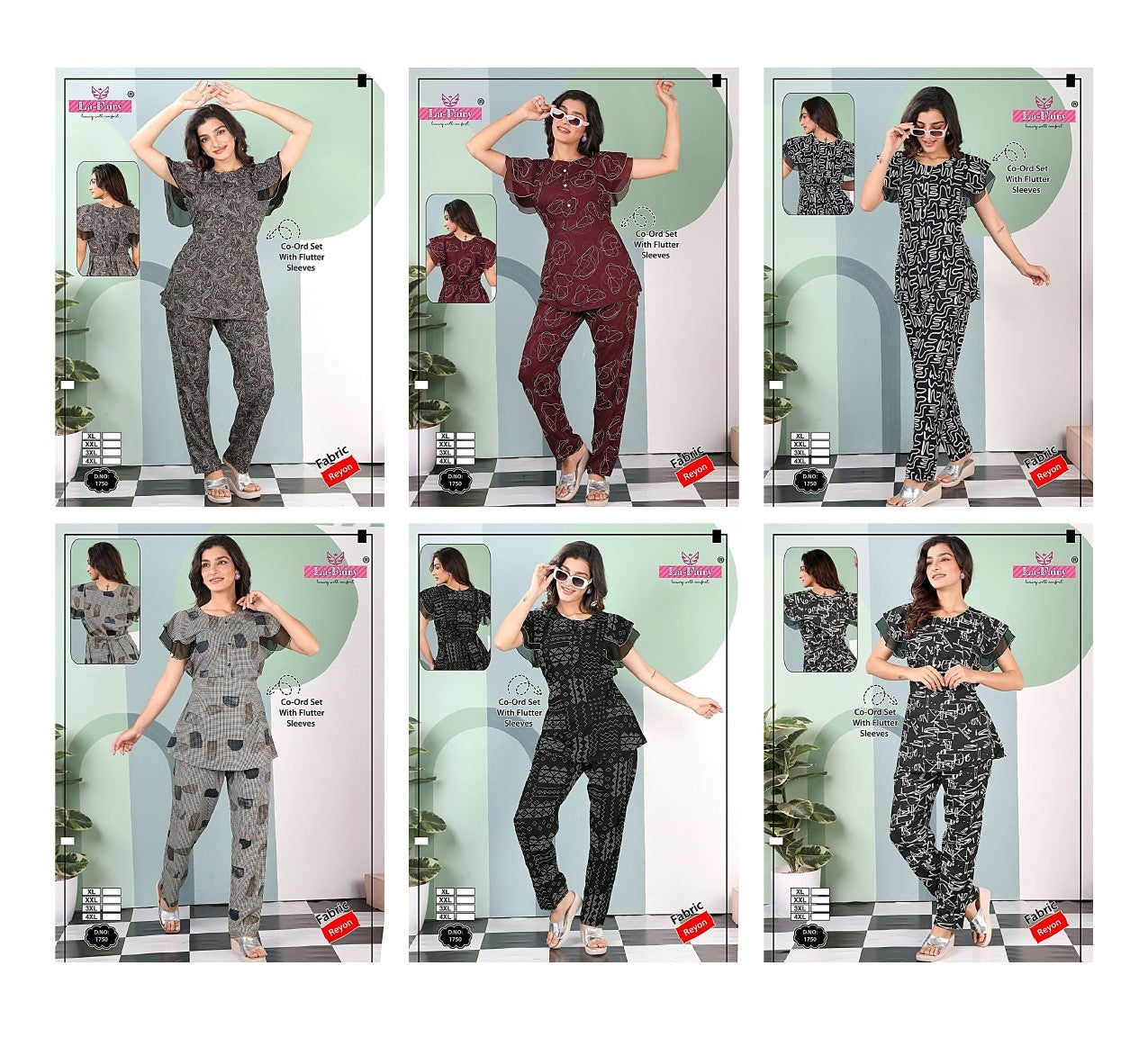 Flutter Sleeves Design 1750 La Fairy Reyon Co Ord Set Wholesaler