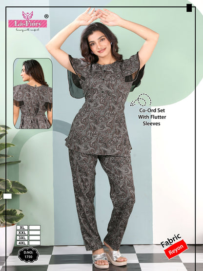 Flutter Sleeves Design 1750 La Fairy Reyon Co Ord Set Wholesaler