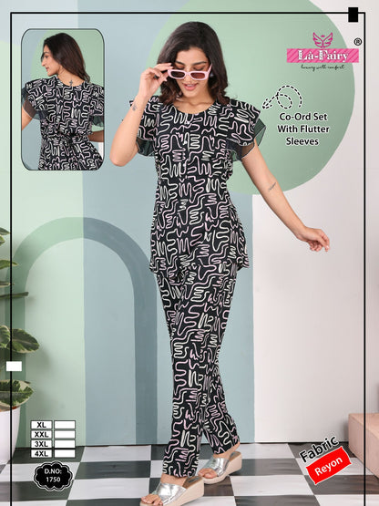 Flutter Sleeves Design 1750 La Fairy Reyon Co Ord Set Wholesaler