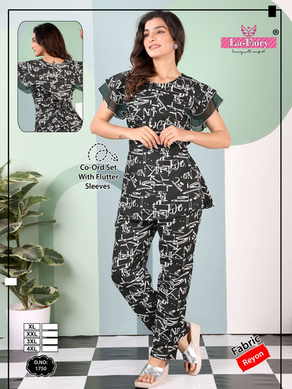 Flutter Sleeves Design 1750 La Fairy Reyon Co Ord Set Wholesaler
