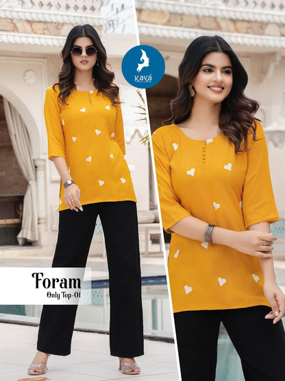 Foram Kaya Rayon Short Kurtis Wholesaler Gujarat