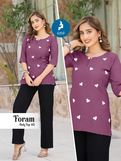Foram Kaya Rayon Short Kurtis Wholesaler Gujarat