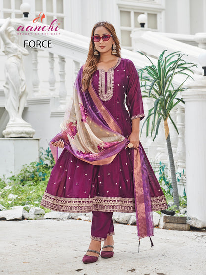 Force Aanchi Vichitra Silk Readymade Anarkali Suits Manufacturer
