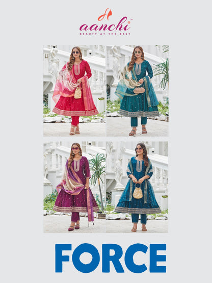 Force Aanchi Vichitra Silk Readymade Anarkali Suits Manufacturer