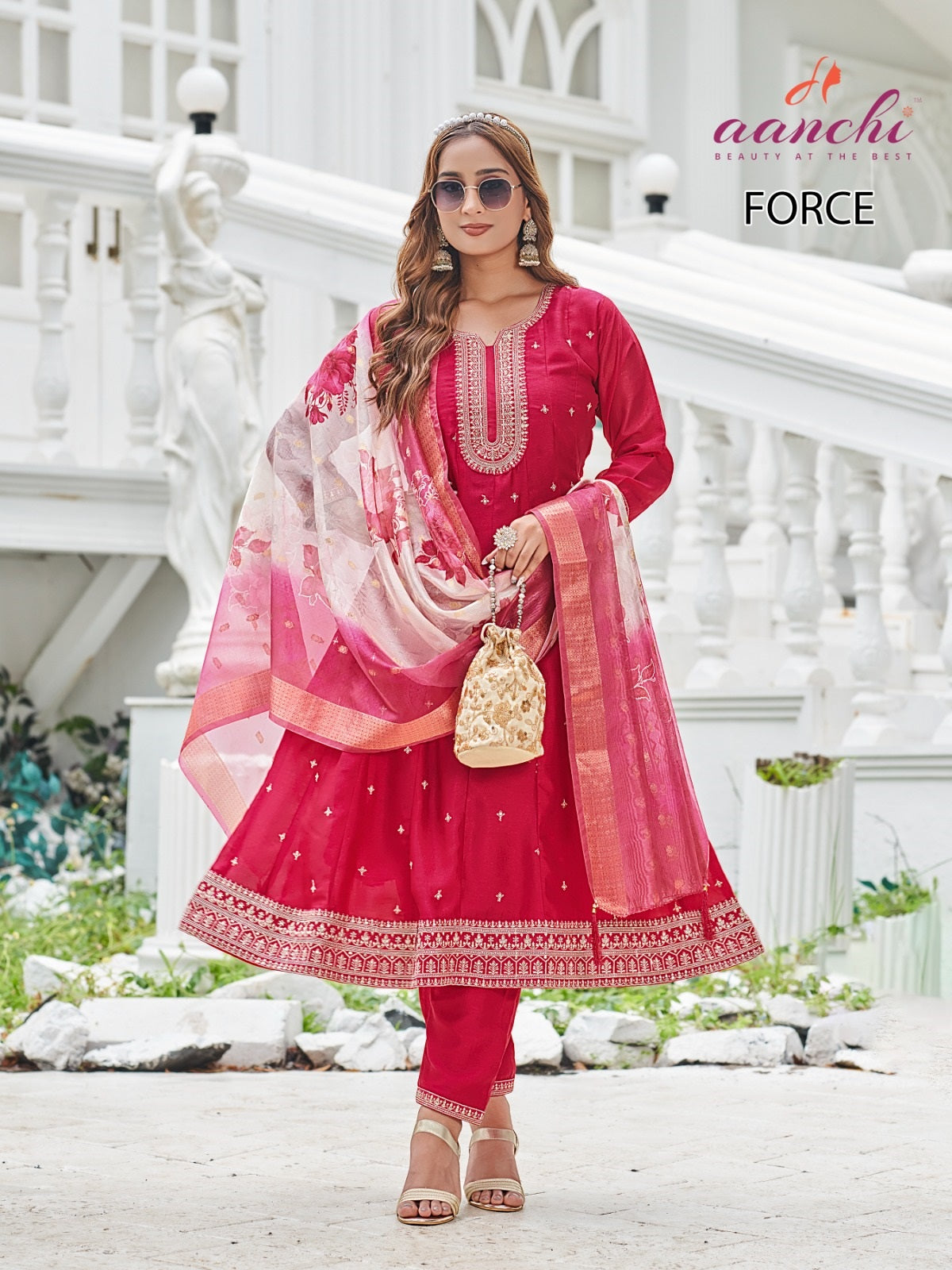 Force Aanchi Vichitra Silk Readymade Anarkali Suits Manufacturer