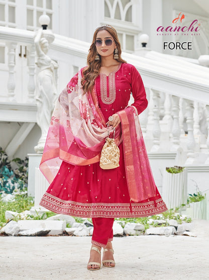 Force Aanchi Vichitra Silk Readymade Anarkali Suits Manufacturer