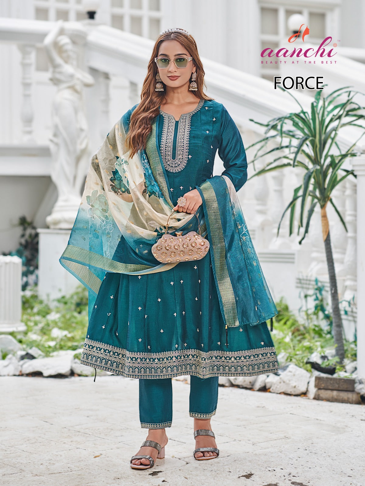 Force Aanchi Vichitra Silk Readymade Anarkali Suits Manufacturer