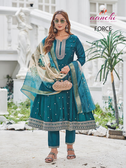 Force Aanchi Vichitra Silk Readymade Anarkali Suits Manufacturer