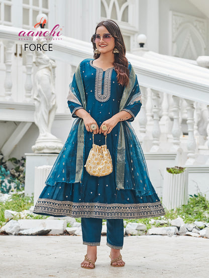 Force Aanchi Vichitra Silk Readymade Anarkali Suits Manufacturer