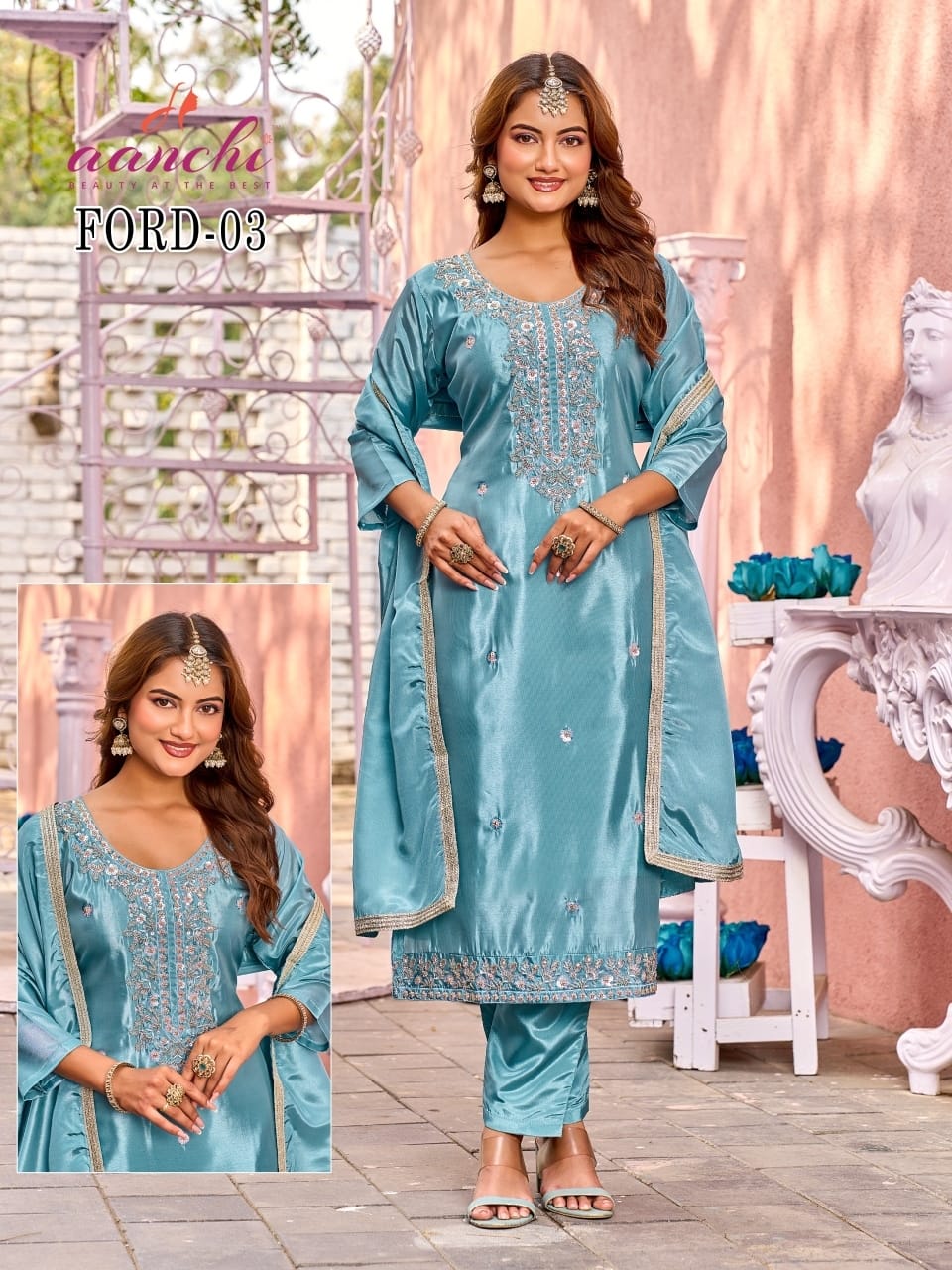 Ford Aanchi Silk Readymade Pant Style Suits Manufacturer Ahmedabad