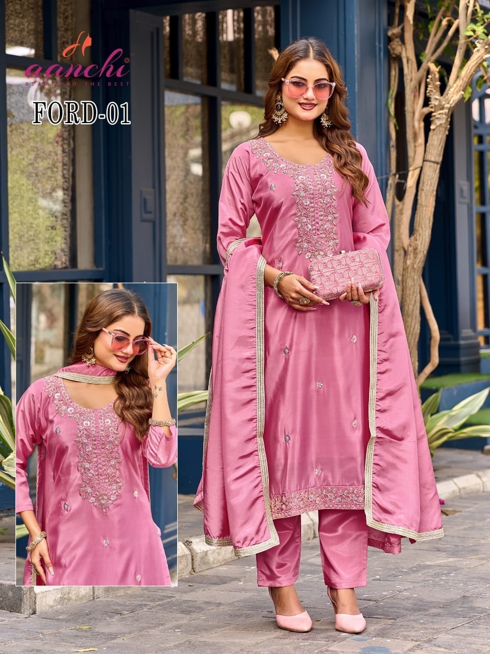 Ford Aanchi Silk Readymade Pant Style Suits Manufacturer Ahmedabad