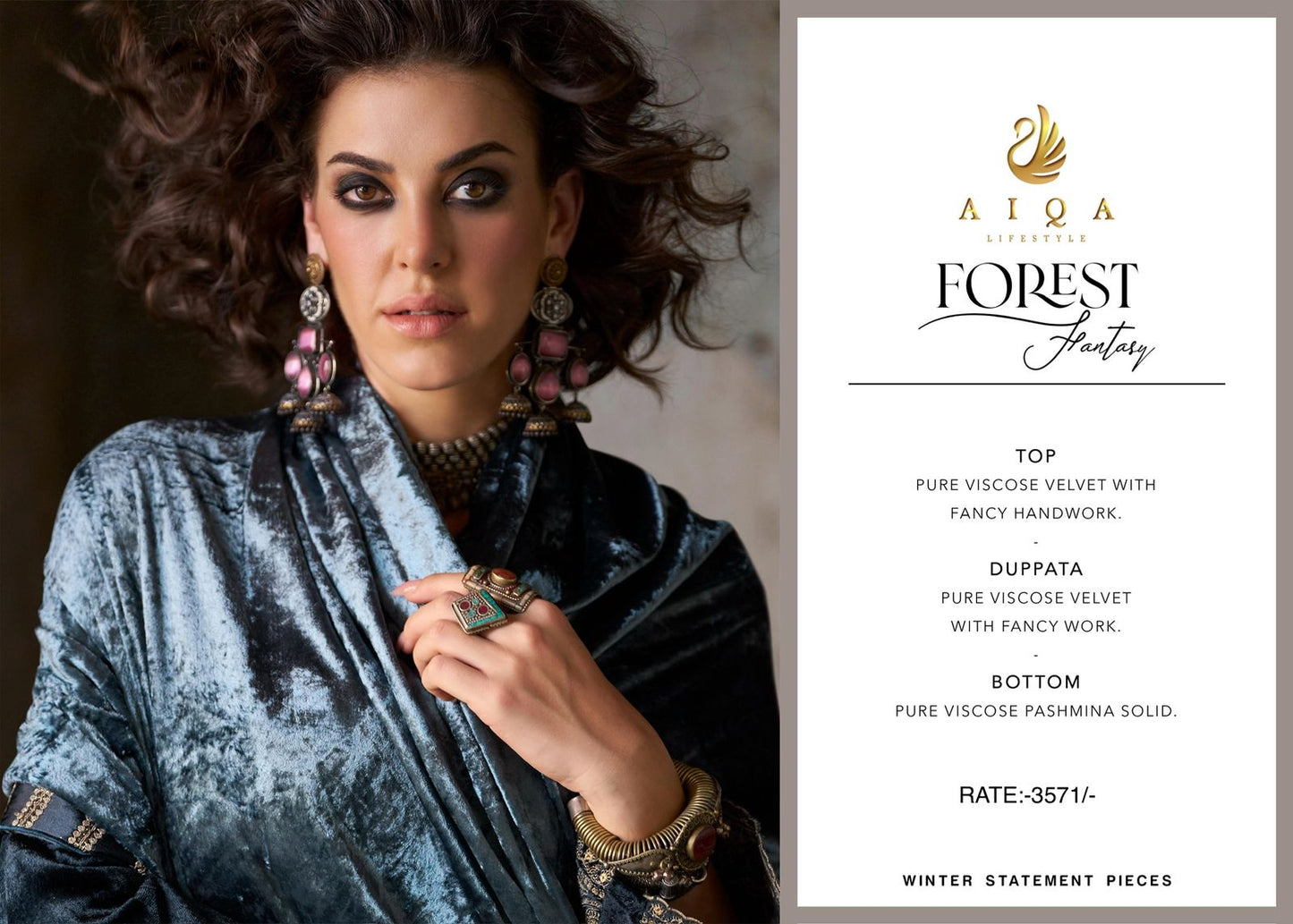 Forest Fantasy Aiqa Velvet Suits Wholesale Price