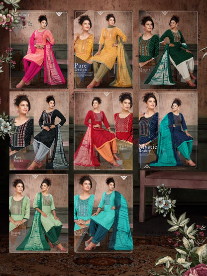 Forever Patiyala Green Tomato Rayon Readymade Salwar Suits Manufacturer Ahmedabad