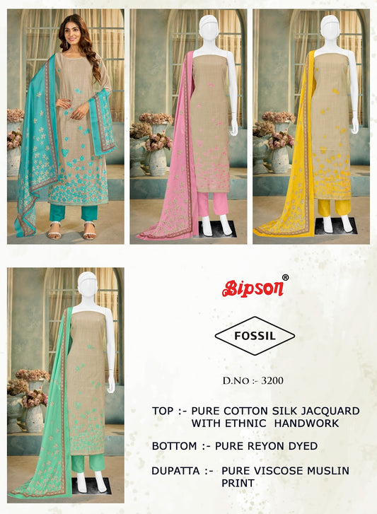 Fossil 3200 Bipson Prints Pure Cotton Pant Style Suits Wholesaler