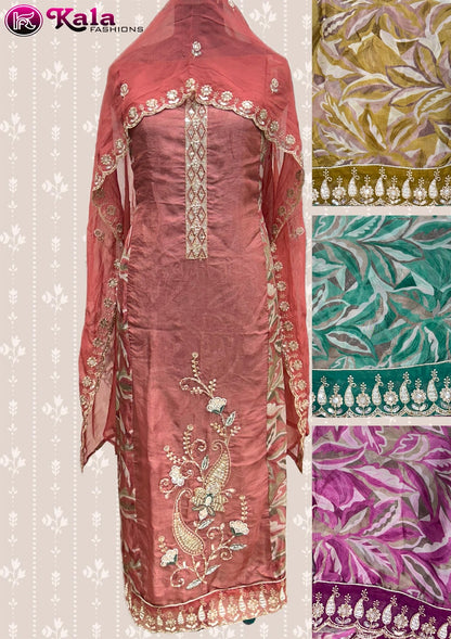 Four Matching Kala Fashion Organza Salwar Suits Manufacturer India