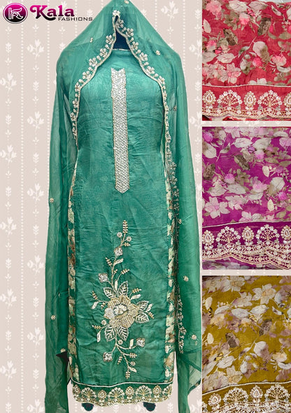 Four Matching Kala Fashion Organza Salwar Suits Manufacturer India