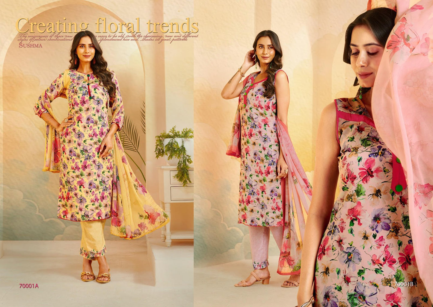Fragrance Sushma Crape Pant Style Suits Manufacturer