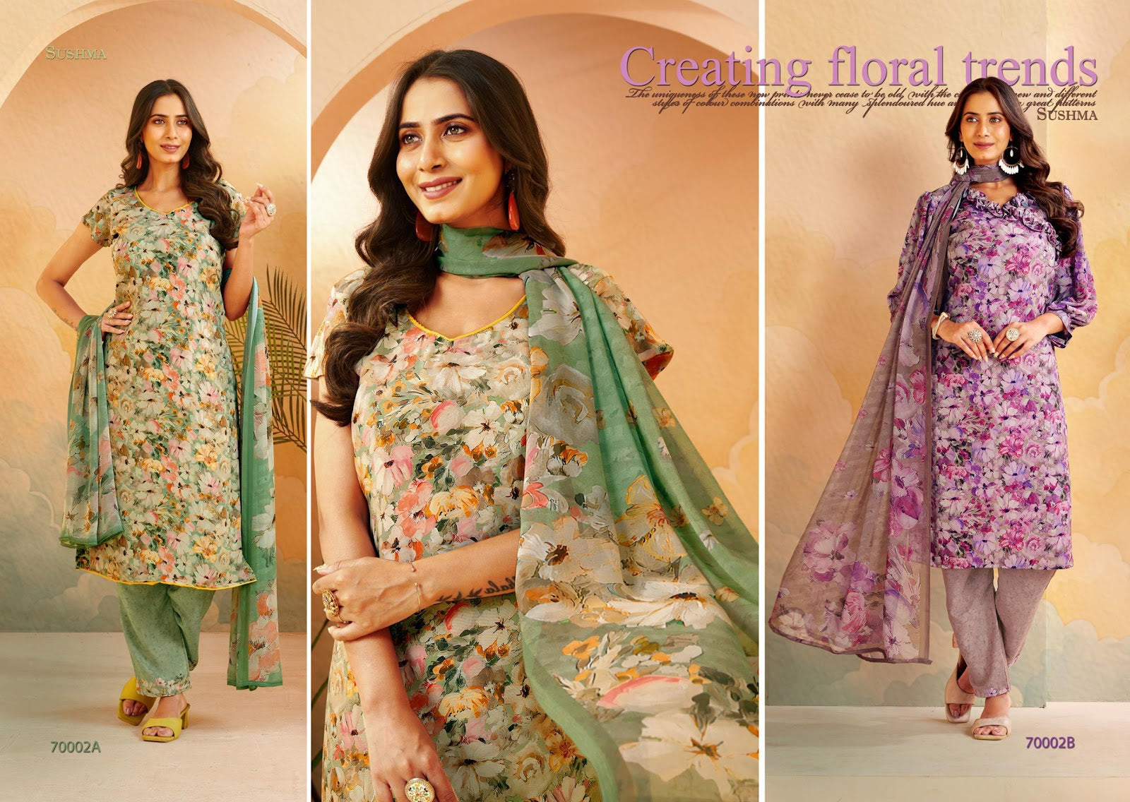 Fragrance Sushma Crape Pant Style Suits Manufacturer