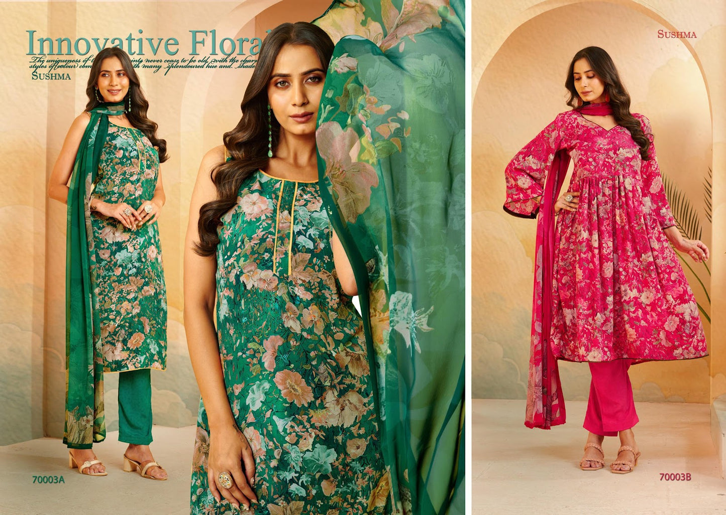 Fragrance Sushma Crape Pant Style Suits Manufacturer