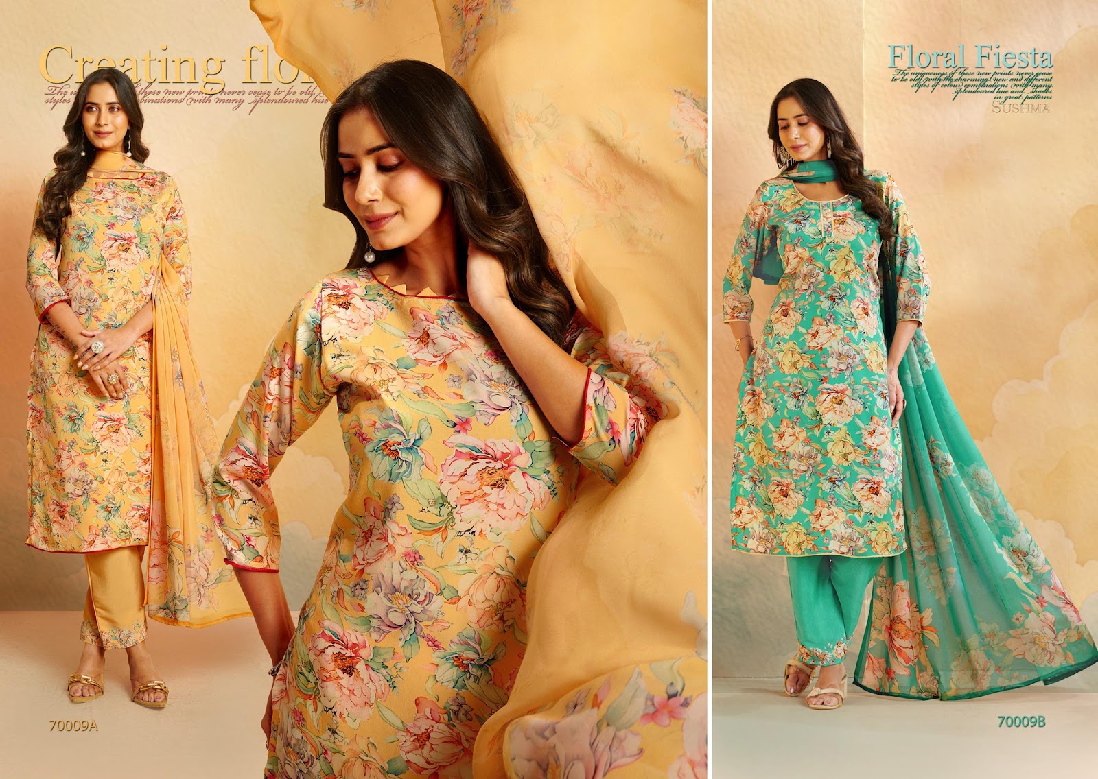 Fragrance Sushma Crape Pant Style Suits Manufacturer