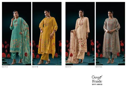 Fraide S3117 Ganga Gadwal Silk Plazzo Style Suits Wholesale Price