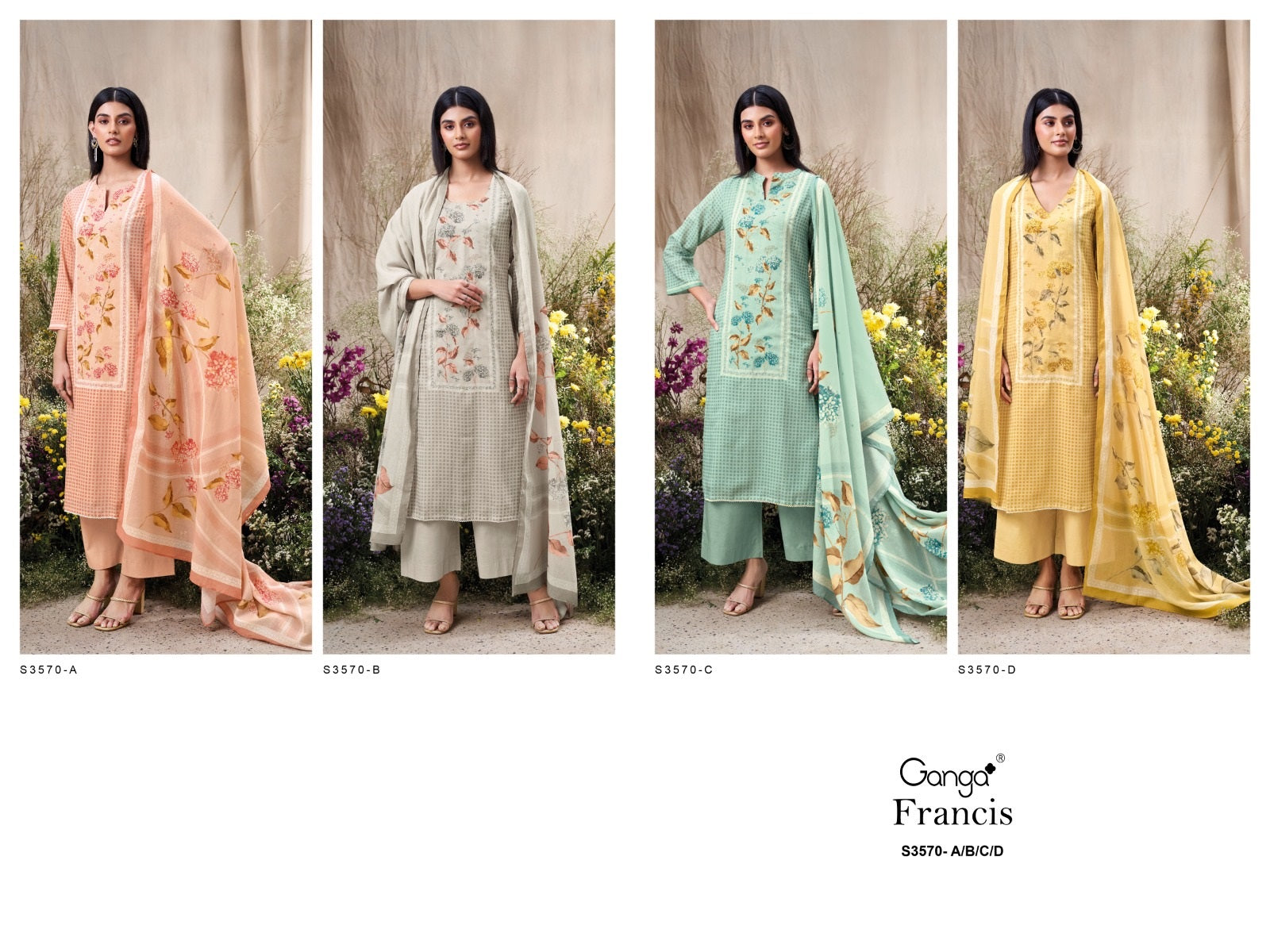 Francis 3570 Ganga Cotton Plazzo Style Suits Supplier India