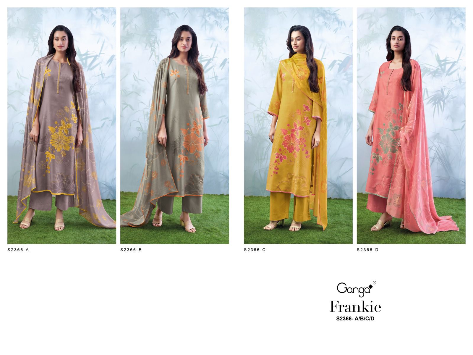 Frankie 2366 Ganga Bembarg Silk Plazzo Style Suits Wholesale Price